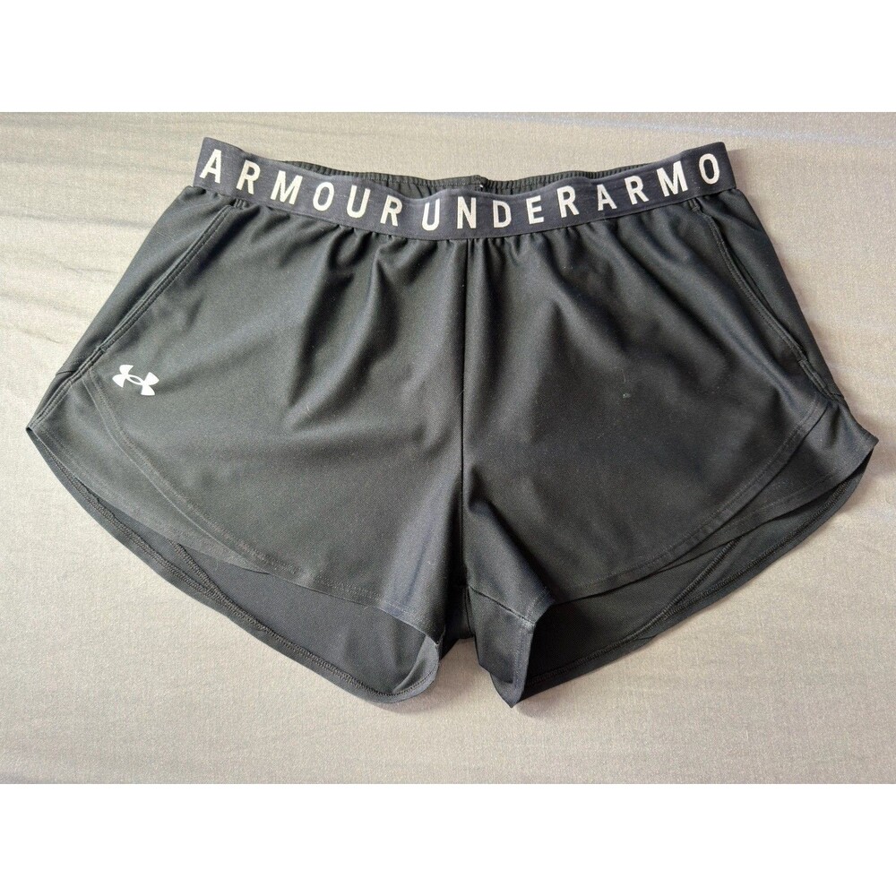 Under Armor 3" Athletic Shorts Womens XL Unlined Pockets Lightweight Black Run